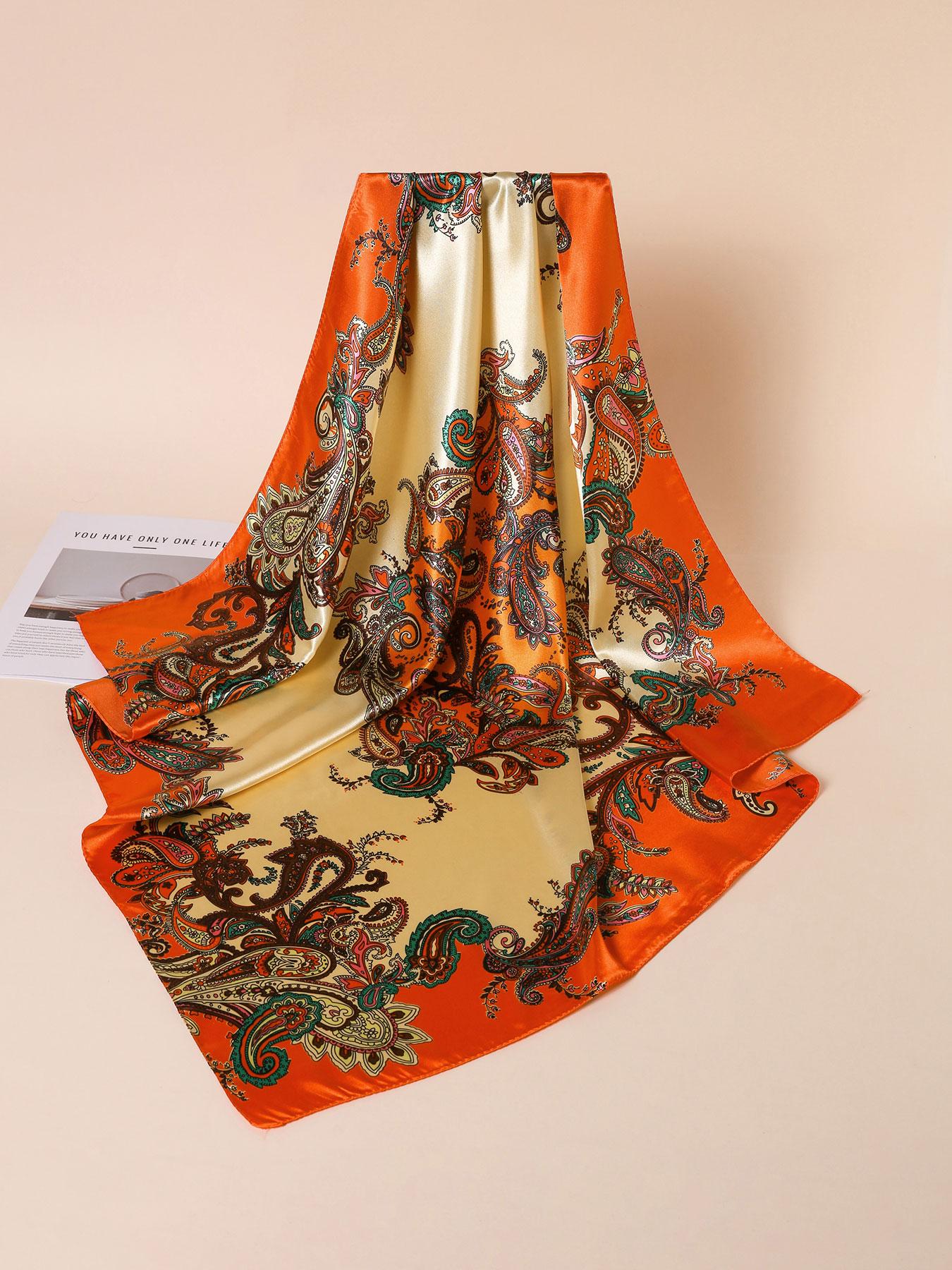 Women's Paisley Print Square Scarf, Boho Style Hair Scarf, Fashionable Hair Accessories for Women & Girls, Casual Versatile Scarf for Daily Wear