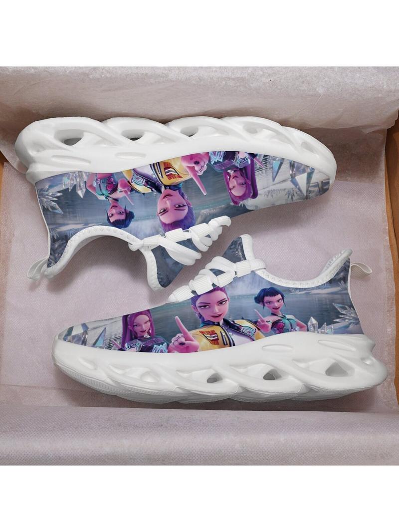 K-Pop Demon Hunters Casual Kids Sneakers Soft EVA Sole Low-cut Breathable Comfortable Fashion Sports Shoes for Girls Boys (011001)