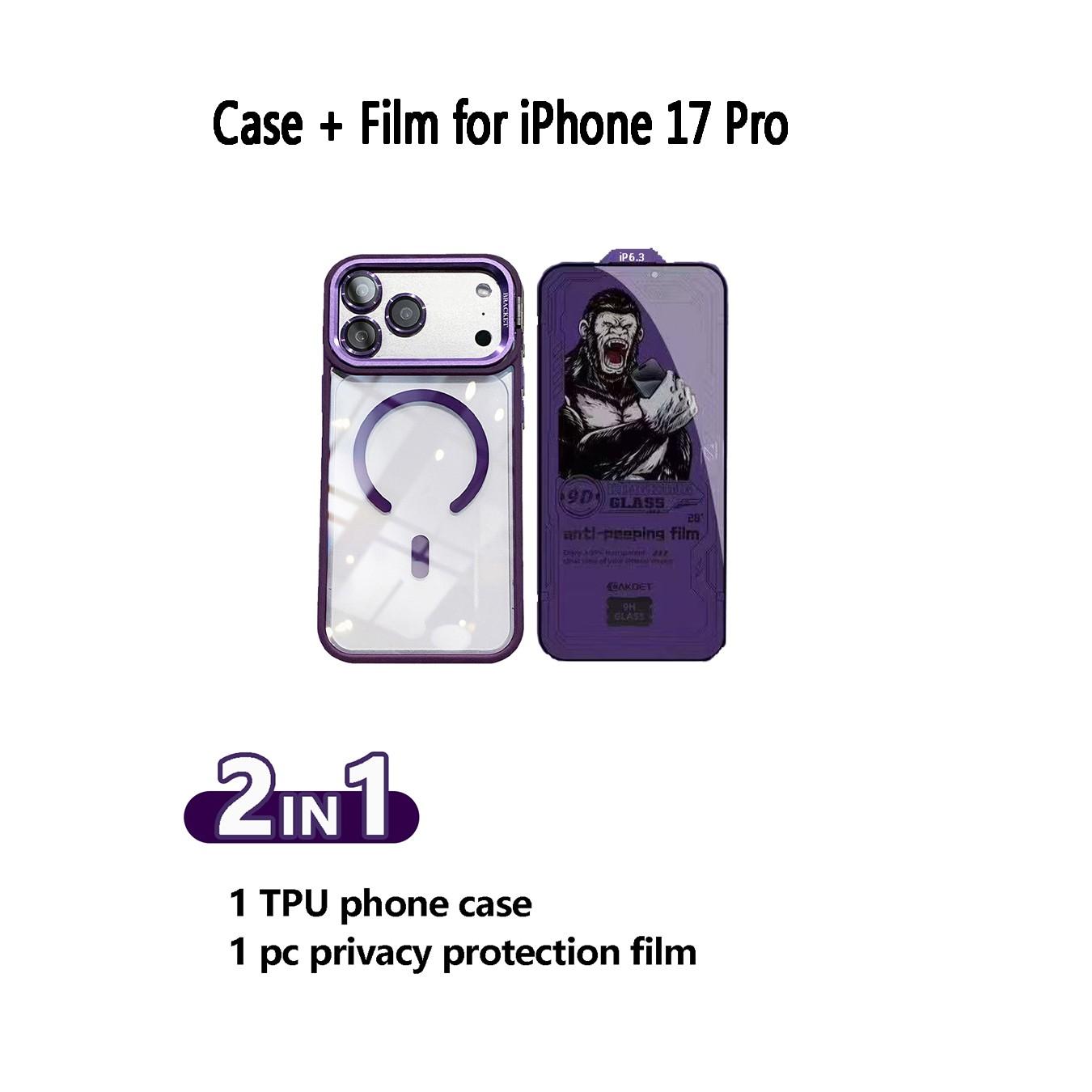 All-in-One for iPhone 17 Pro: Magnetic Case + 28° Privacy Screen Protector Film, Foldable Metal Kickstand, Lens Protection, MagSafe, Premium Gift Set