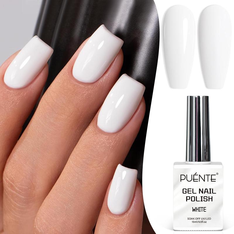 Puente 15ML Gel Nail Polish Pure White color gel polish long lasting Top Gloss Soak Off UV LED semi-permanent Nails Art Manicure Salon DIY Design at Home Gift