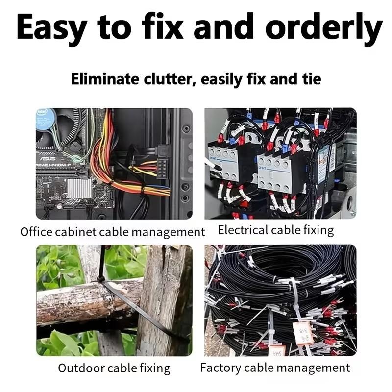 100pcs Durable Nylon Cable Ties, Self-Locking, Secure Fastening, 7.875-10cm, Ideal for Home Office Garden Industrial Wiring, Cable Management