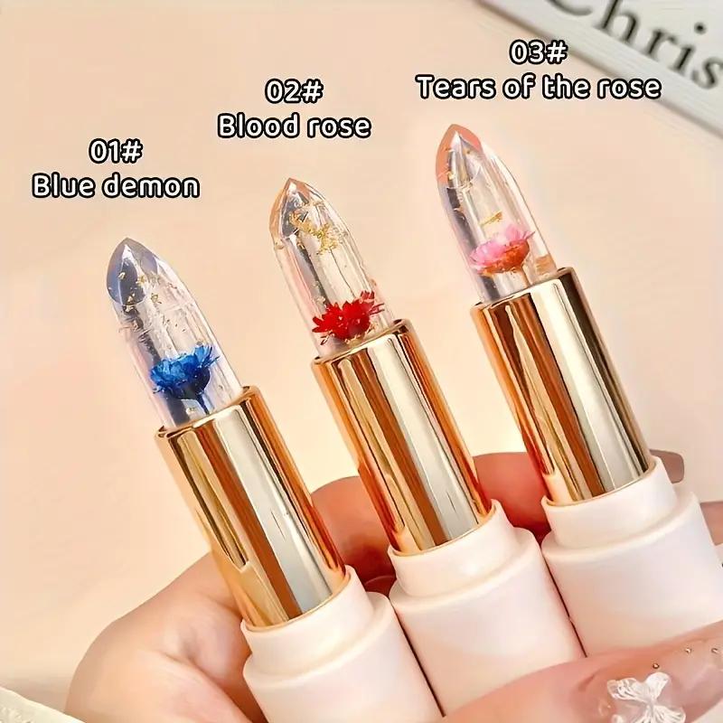 3 Pieces Transparent Petal Color Changing Lipstick Makeup Set Waterproof Long Lasting Moisturizing Lip Tint Temperature Changing Lip Glossy Cosmetic 3 Pieces Transparent Petal Color Changing Lipstick Makeup Set Waterproof Long Lasting Moisturizing Lip Tint Temperature Changing Lip Glossy Cosmetic