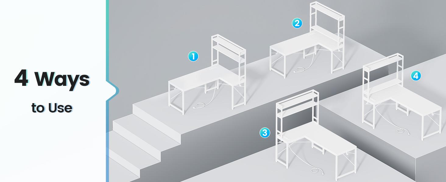 SEDETA 45.3-inch L-Shaped Desk Reversible Gaming Desk Desk Desktop Workstation Furniture Shelves Organization Office Study Modern Design