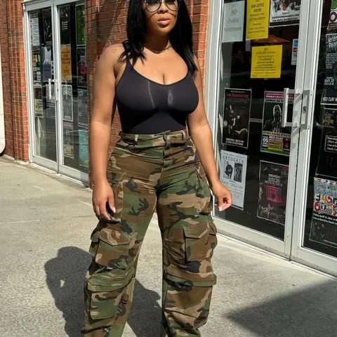 【Black Friday】Women's Loose Camouflage Pattern Pants, New European and American Style, Casual Bottoms, Trendy Modern Fashion All-Season Trousers