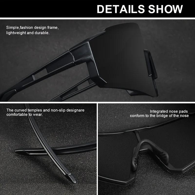 Oversized Men's Unisex Wear Sunglasses with Polarized Lens, UV400 Glass, Windproof Anti-Glare, Large Frame Eyewear for Cycling, Driving, Everyday Use