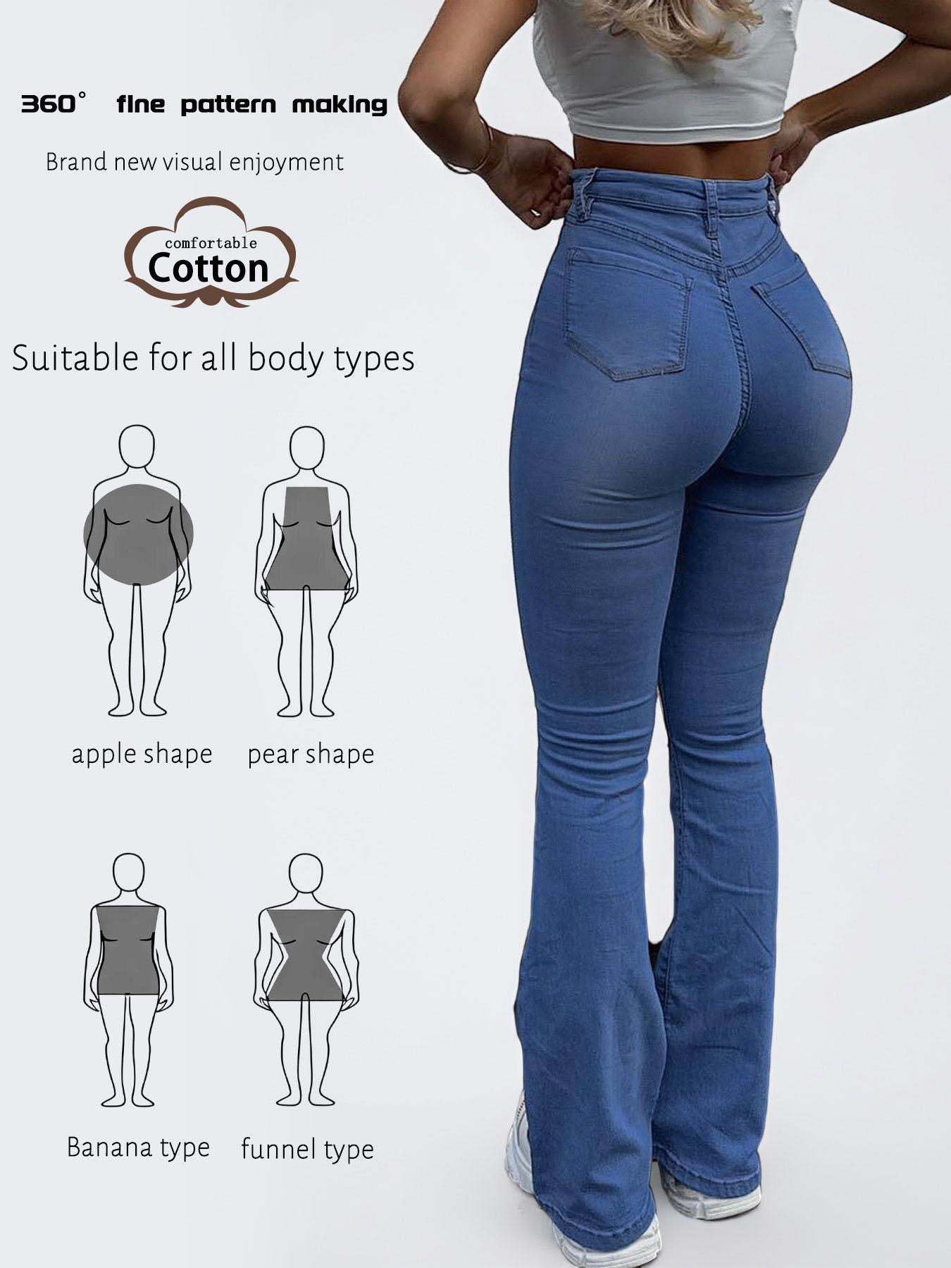GILIPUR Women's American-Style High-Waisted Stretch Micro-Flare Jeans – Slim-Fit, Butt-Enhancing, and Leg-Slimming Retro Flare Trousers (Chic Casual Style)