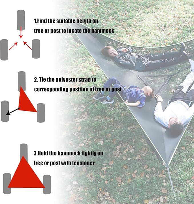 Outdoor triangular hammock with mosquito net, portable camping tent, aerial tree bed, leisure net bed, cross-border bestseller