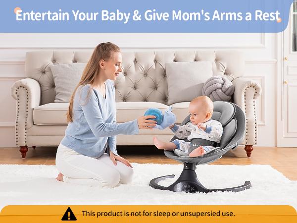 LAREX Baby Swing for Infants | Electric Bouncer for Babies,Portable Swing for Baby Boy Girl,Remote Control Indoor Baby Rocker with 5 Sway Speeds,1 Seat Positions,10 Music and Bluetooth (Black)