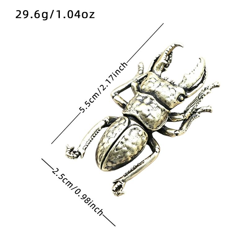 Brass Beetle Figurine, Hercules Beetle Long Horned Shell Bug Model, Metal Ornament, No Base Included, Decorative Accessory