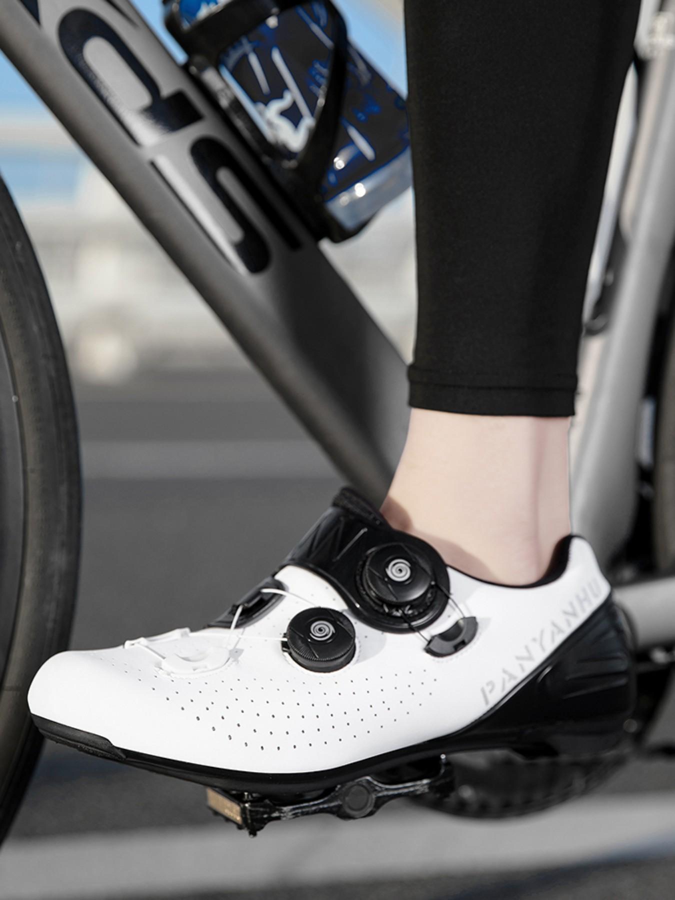 Unisex Cycling Shoes, Indoor Road Bike Shoes, Sporty PU Leather, Wide Fit, Colorblock Design, All Seasons, Professional Style