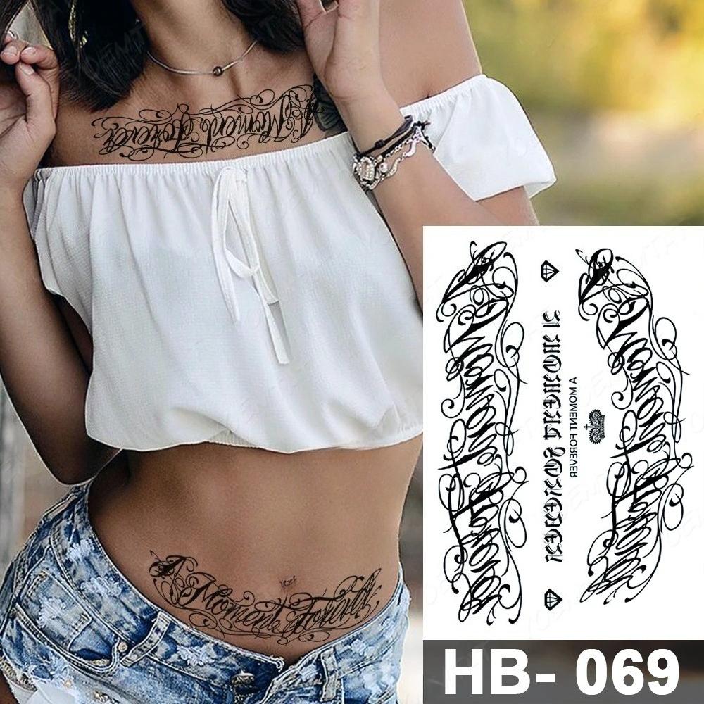 Handwritten font waterproof temporary tattoo sticker text word Chicano letter tattoo arm shoulder fake tattoo suitable for women and men