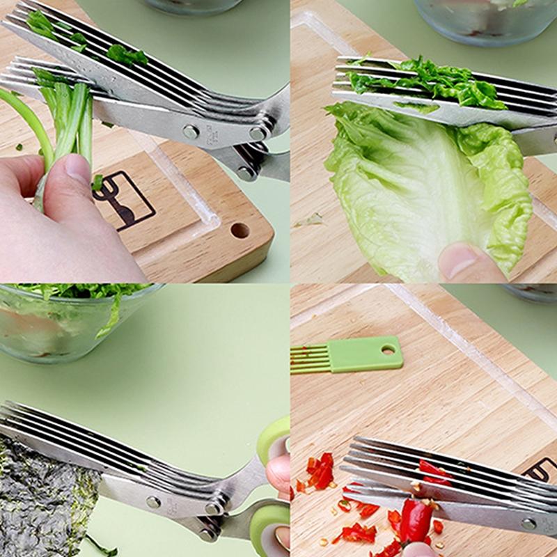 Stainless Steel Five-Layer Multi-Functional Spice Kitchen Scissors, Kitchen Shears, Durable Stainless Steel Design, Ideal for Cooking & Food Prep