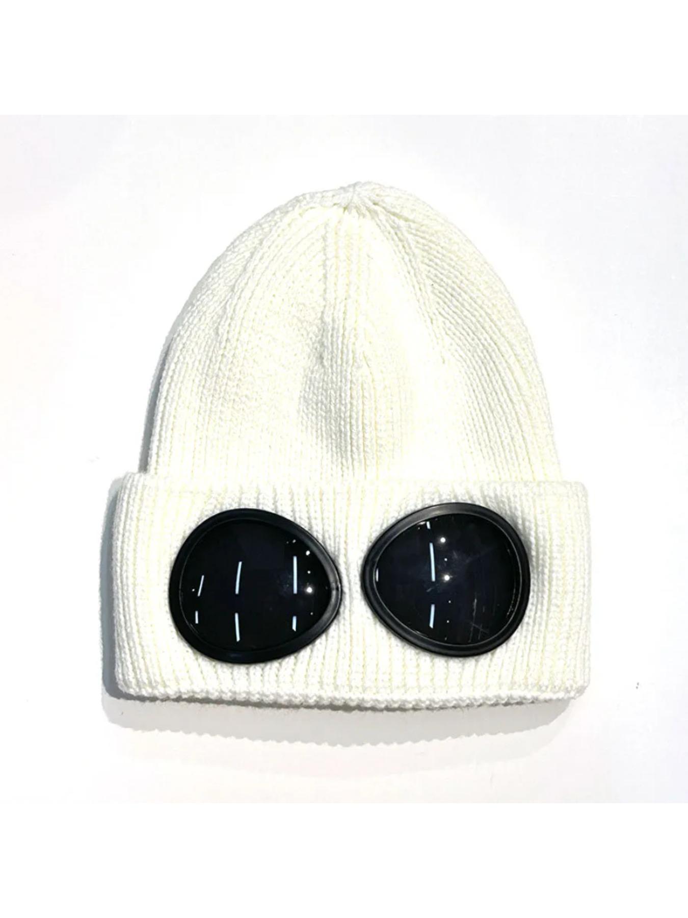 New Unisex Men Women Knitted Hat with Goggles Windproof Winter Warmer Ski Beanies Soft Warm Anti-slip Ear
