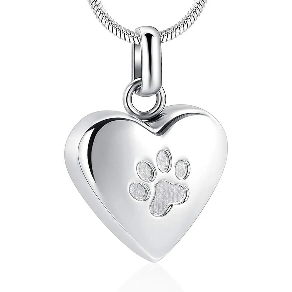 Pet Cremation Jewelry for Ashes Pendant Paw Print Pet Heart Urn Necklace Memorial Keepsake Jewelry for Pet/Dog's/Cat's Ashes