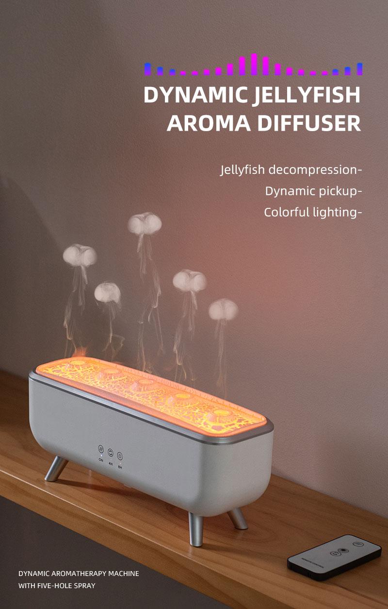 New Seven-Color Jellyfish Sound Scent Diffuser Desktop Humidifier, High Mist Automatic Spray Home Silent Atmosphere, Air Freshener Machine