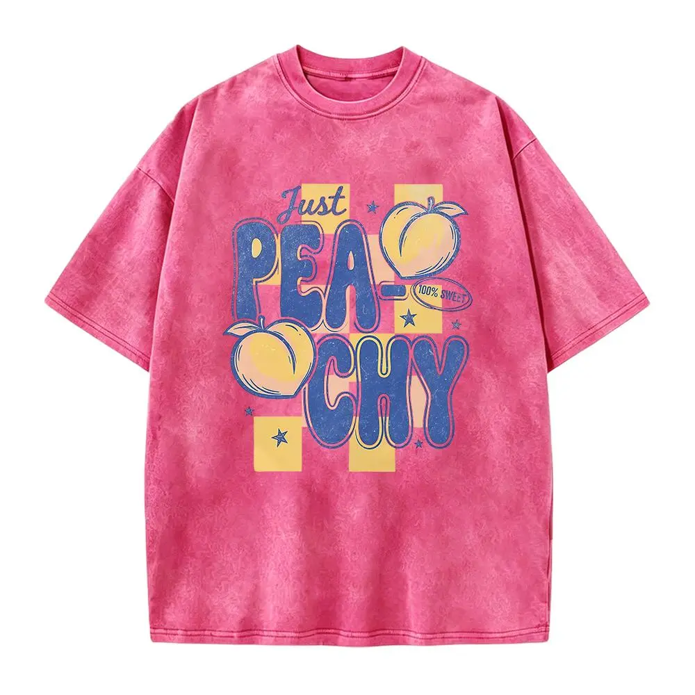 Just Peachy Shirt Summer Fruit Tshirt Food Pun T Shirt Retro Graphic Tee Peach Graphic Tee Summer T-Shirt