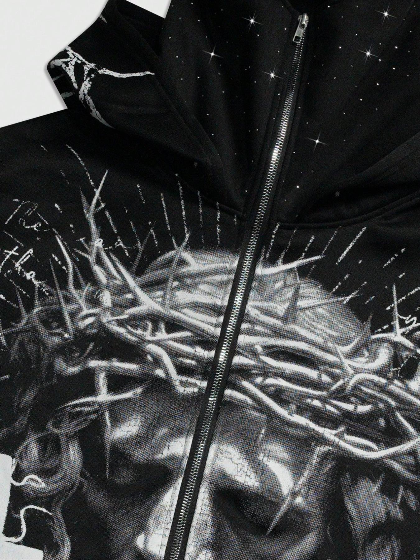 Men's Street Style Rhinestone Decor Windproof Hat, Two Hats with Pockets and Zipper Design, Fall & Winter Wear