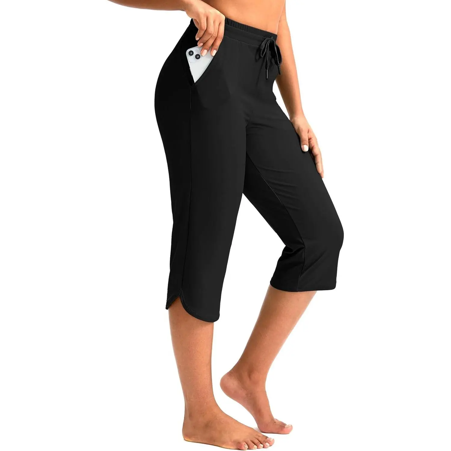 Women's 18" Quick-Dry Swim Capris Swimsuit Pants with Pockets - Stretchy, UPF 50+, Lightweight, Below Knee Length, Chlorine Resistant, Swim Leggings, Long Board Shorts, Beach PantsGift