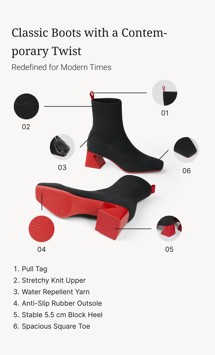 VIVAIA Women's Square-Toe Water-Repellent Block-Heel Boots – Stable, All-Day Comfort Winter Boot (Regina Pro), Bootie, Ankle Boots