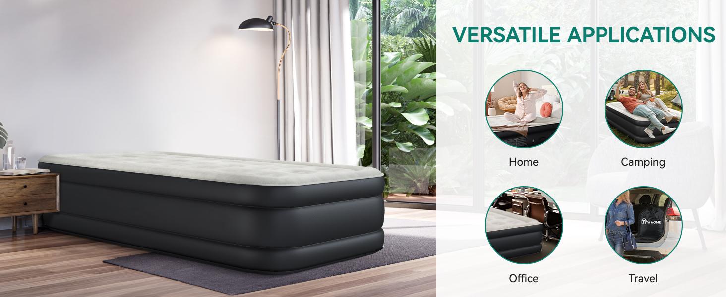 YITAHOME Twin/Twin XL Air Mattress Elevated Inflatable Mattress Blow Up Mattress for Camping, Home, & Portable Travel