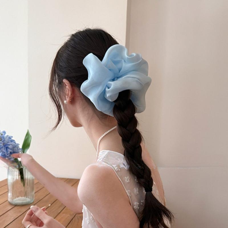 4Pcs Cream Puff Hair Scrunchies, Cute Fairy Forest Style Hair Ties for Women, Sweet Hair Accessories for Camping, Picnics, Parties & Holiday Gifts