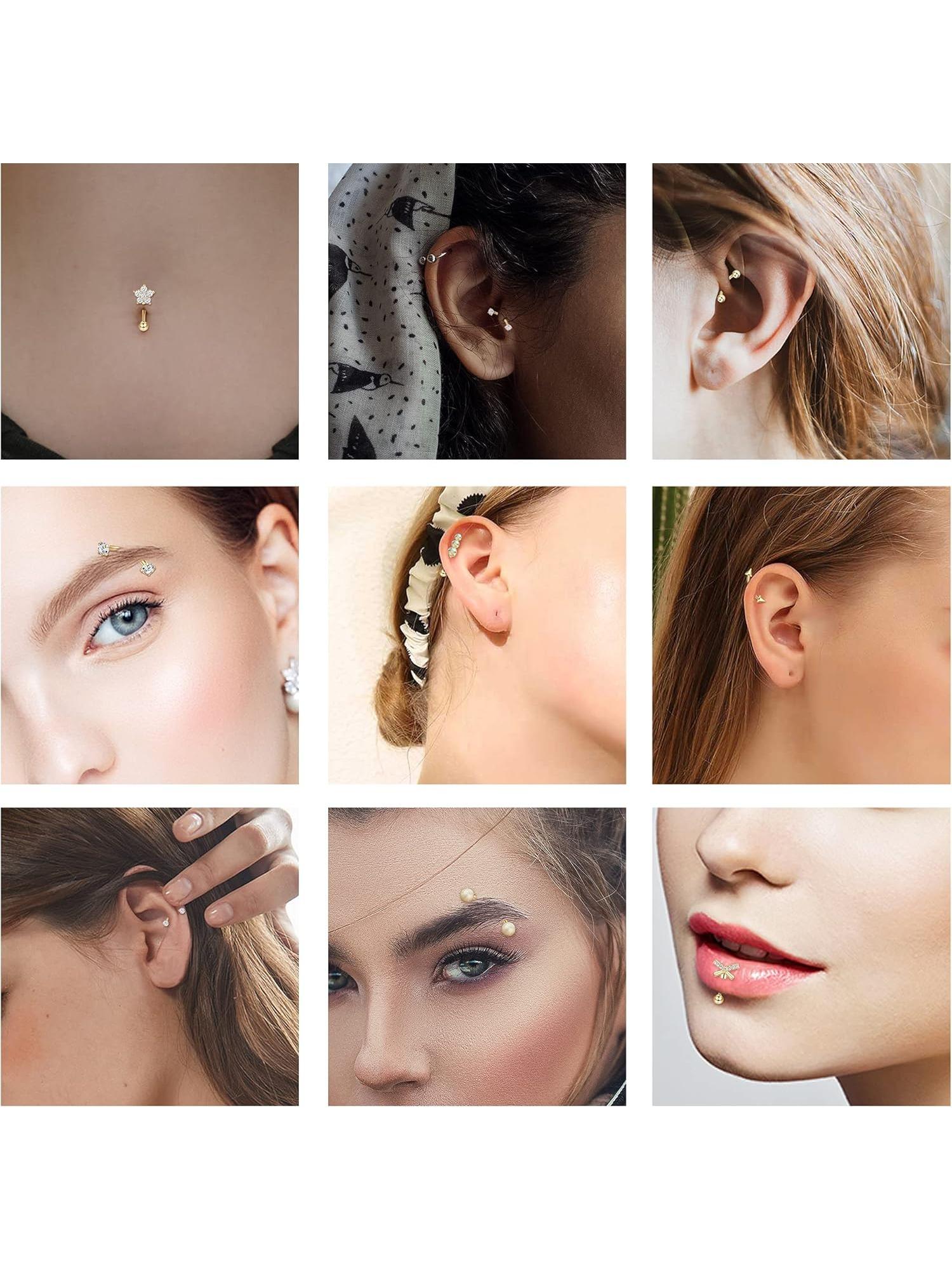 Piercing Jewellery 16G Surgical Steel Curved Barbell Eyebrow Bars Helix Tragus Snug Lip Belly Button Piercing Daith Rook Earrings for Women Men