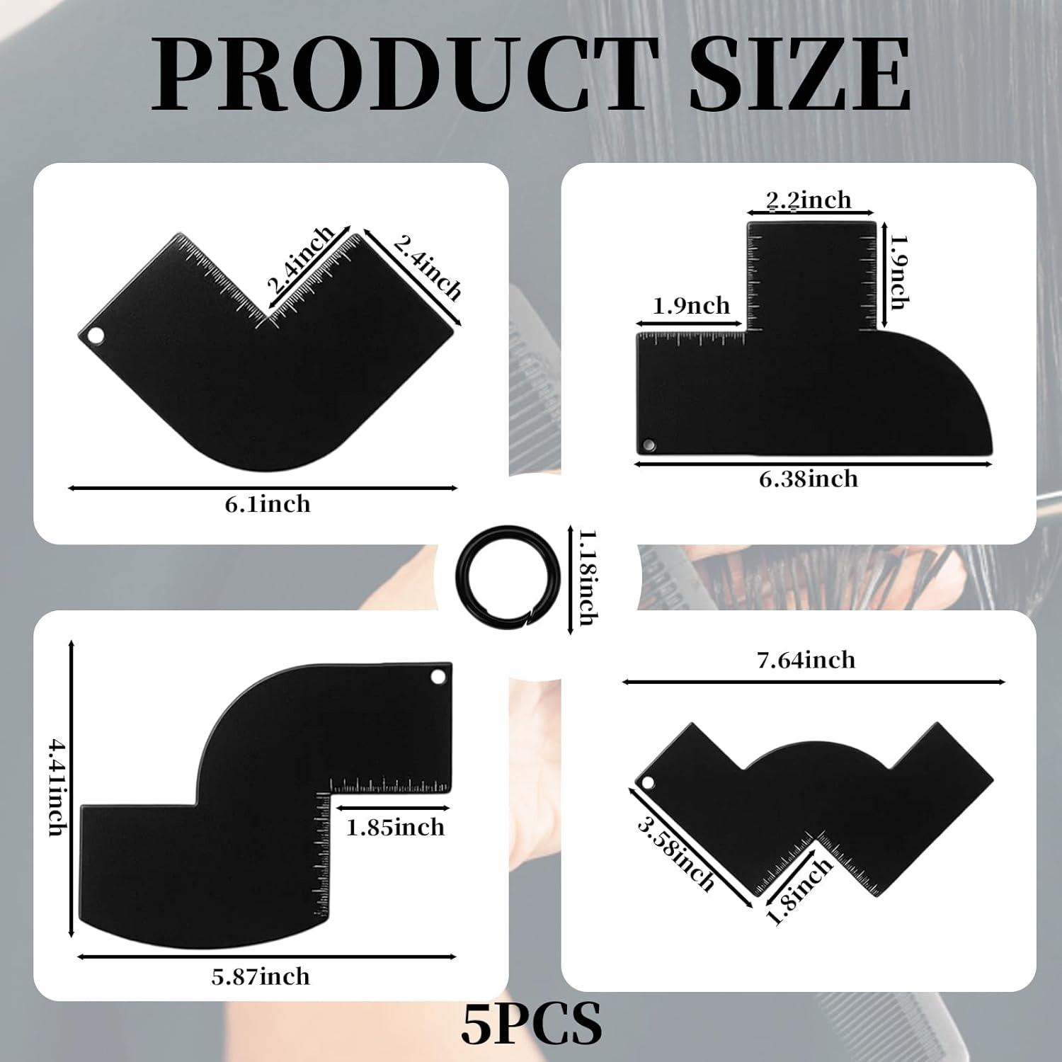 4-Piece Hair Styling Template Set, Hairline Guiding Template and Scale Ruler, Men's Hairstyle Shaping Tool, Essential Grooming Accessories