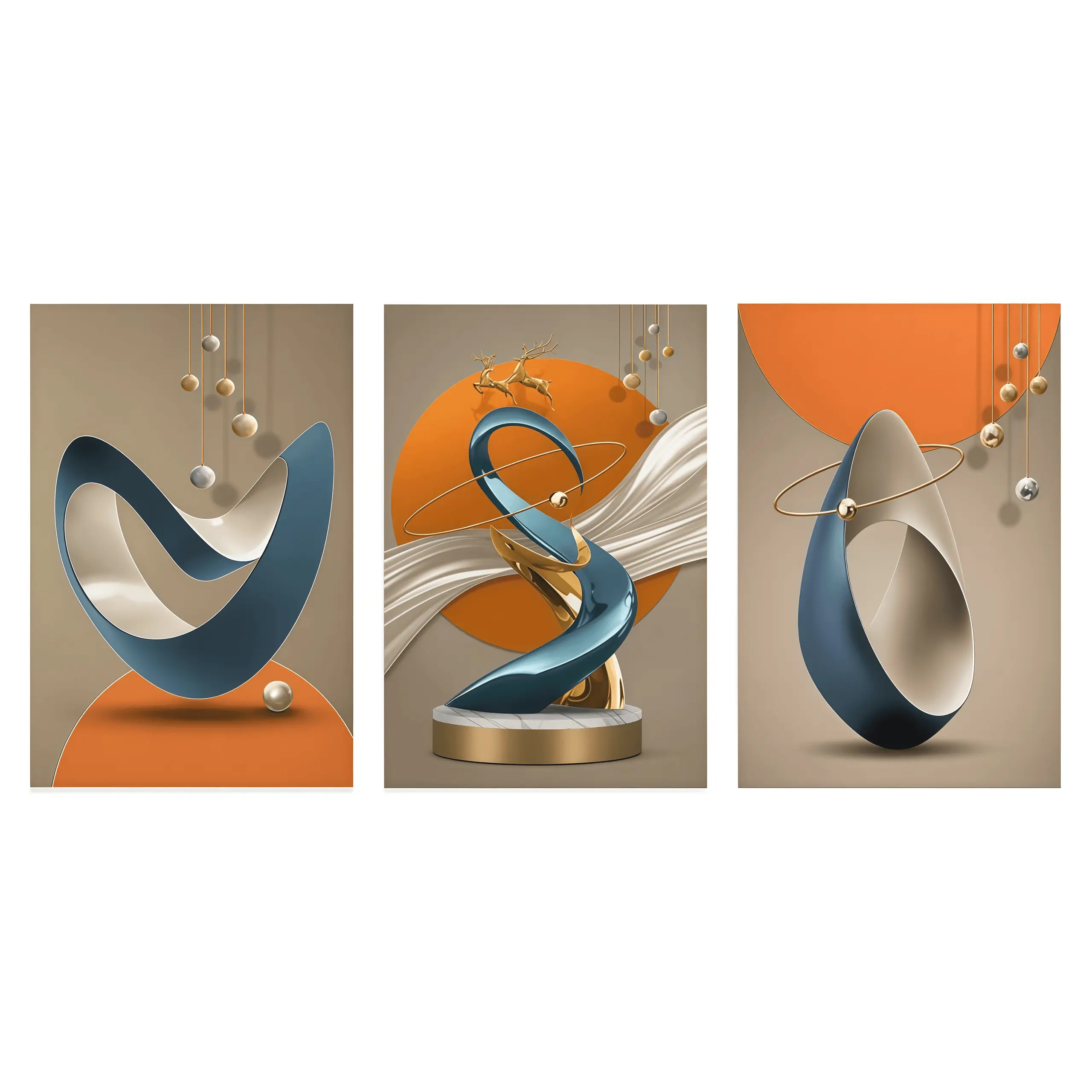 3-Piece Abstract Geometric Art Canvas Prints with Solid Wood Frames, High-Definition Waterproof Vibrant Wall Artwork for Living Room and Hallway, Contemporary Home Decor, Artwork for Walls, Modern Abstract Art # GLOBAL PICKS tiger masculine gym trendy