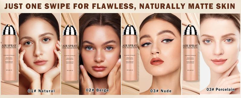 QIUFSSE 2Pcs Airbrush Foundation Makeup Spray Full Coverage Foundation for Mature Skin,Long-lasting Airbrush Flawless Setting Spray,Waterproof Foundation for Smooth Radiant Skin
