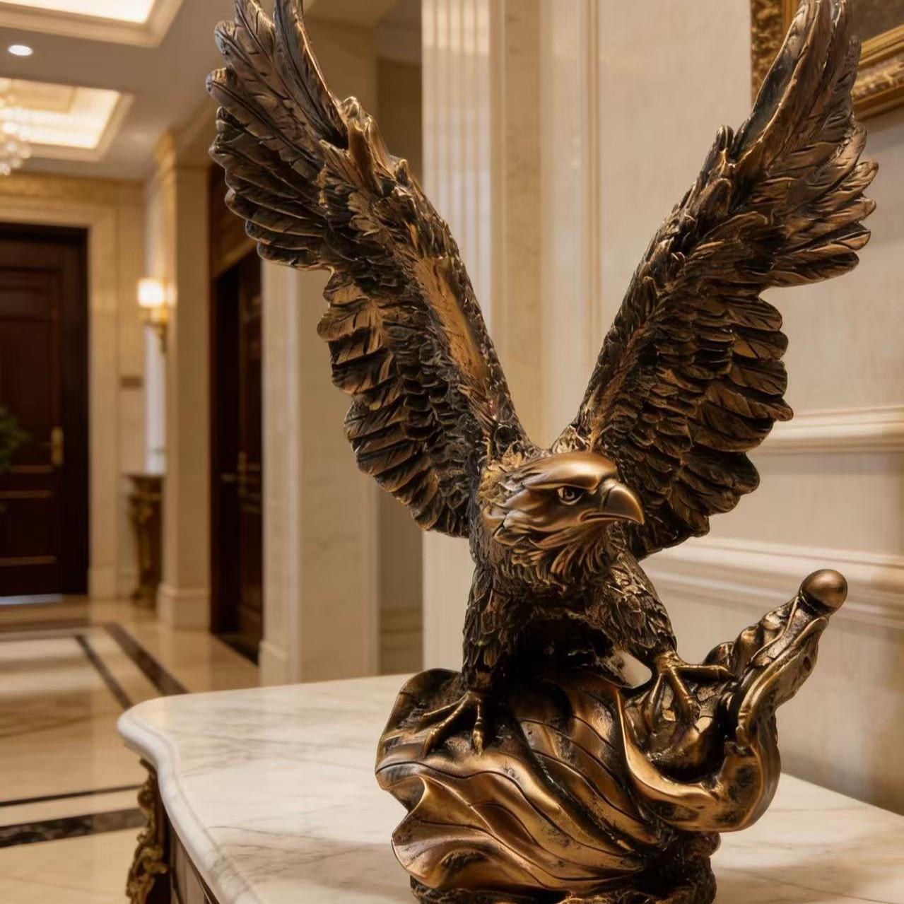 Copper Color Eagle Figurine, Resin Sculpture Home Office Decor, Desk Shelf Living Room Decoration, Ideal Business Opening Gift