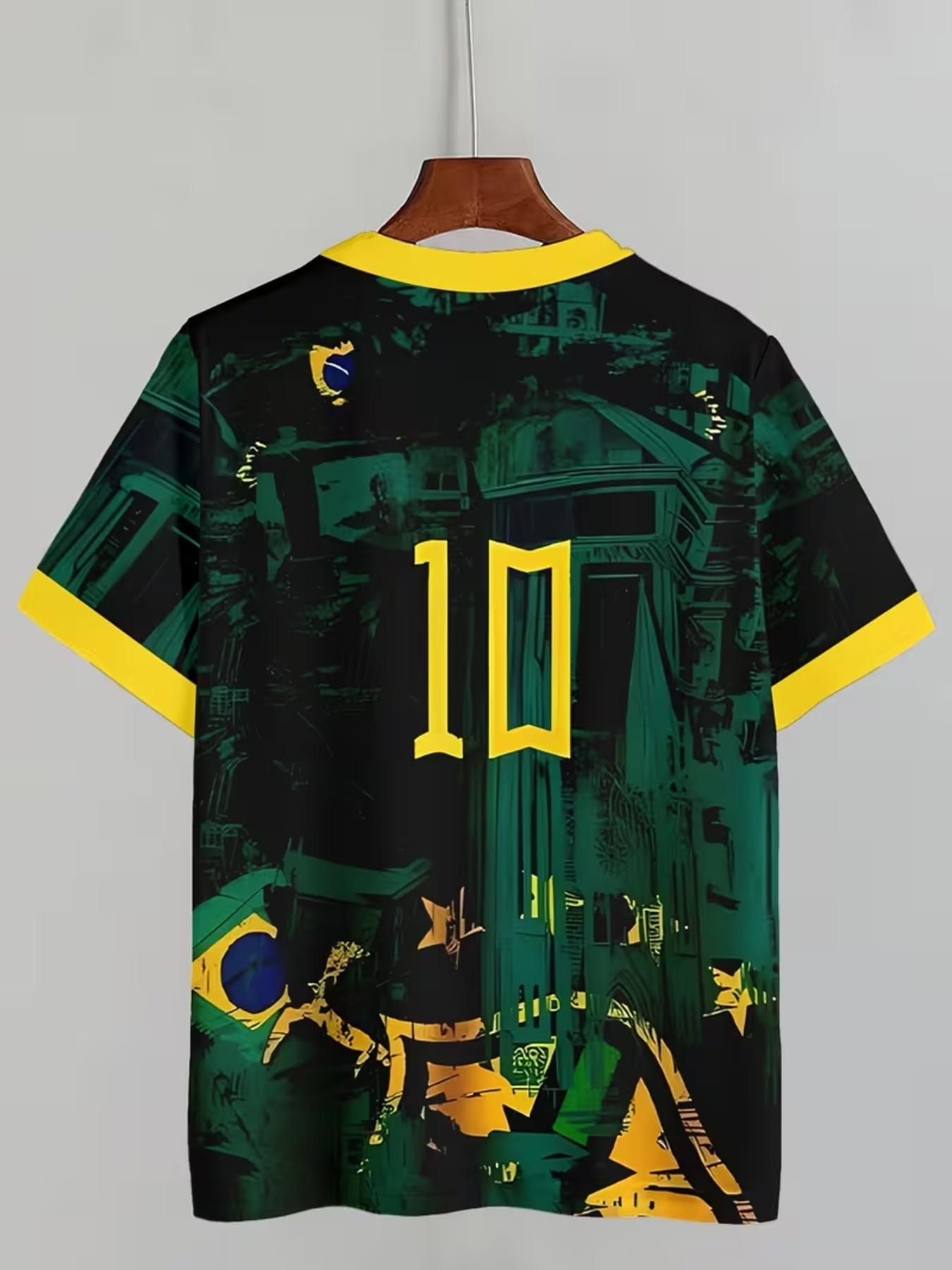Men's Size 10 Brazilian Digital Print T-Shirt, Stylish Graphic Tee for Men, Comfortable Casual Wear, Perfect for Everyday Use