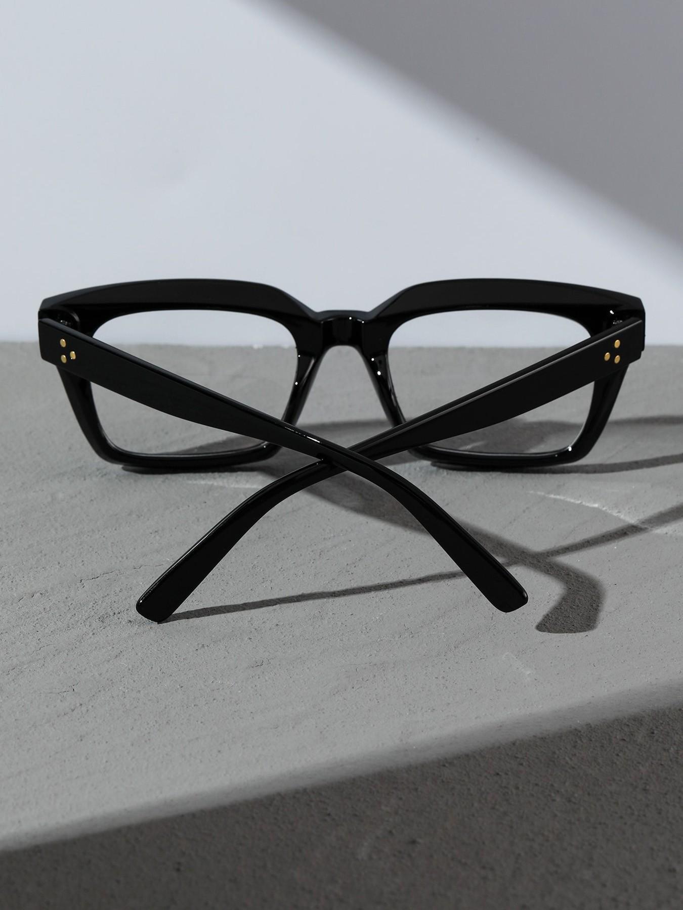 Unisex Square Frame Glasses, Blue Light Blocking Reading Glasses, Casual Daily Use, Decorative Lens, Suitable for Work and Fashion