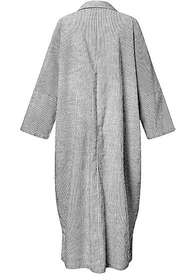 utcoco women's spring and autumn striped long-sleeved dress casual loose cotton shirt dress Maxi Button teacher outfits