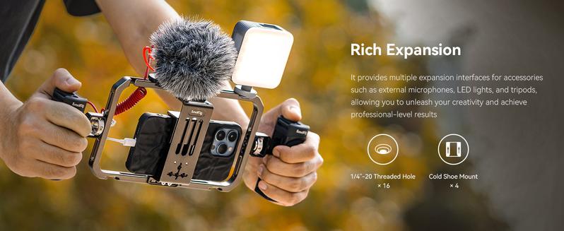 SmallRig Universal Phone Cage, Smartphone Video Rig Kit with Handles, Handheld Filmmaking Vlogging Case Stabilizer for Videomaker, for iPhone for Samsung for Pixel and Other Android Phones for iphone 17 Pro/MAX Selfie Cellphone