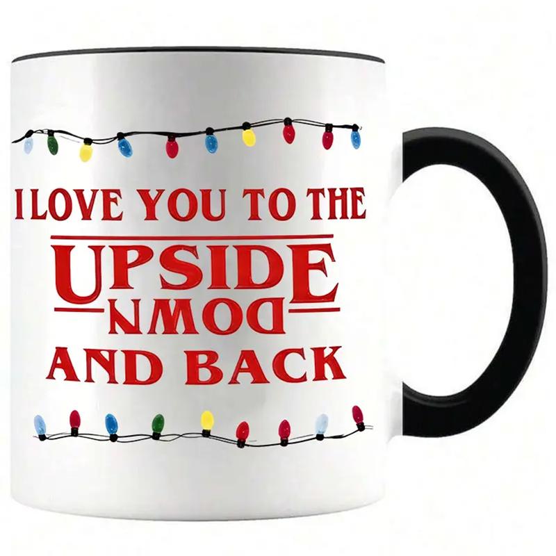 Fun Upside Down Coffee Mug, I Love You Reversed Ceramic Cup, Birthday Gift, Anniversary Present, 11oz/325ML