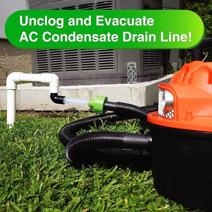 AC Drain Line Cleaner Adapter, HVAC to PVC AC Drain Line Cleaning Tool, Universal Fit, Drain Clog Remover & Unclogger, Clear Visibility
