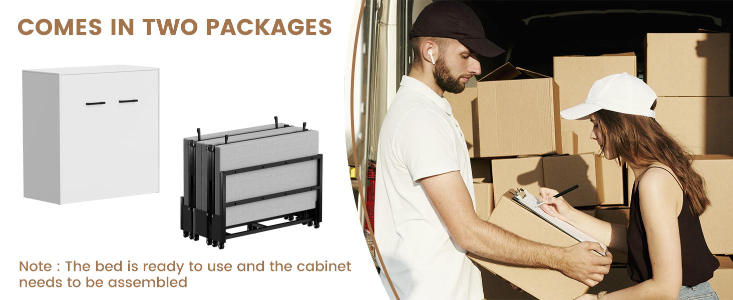 SLSY Murphy Bed with Mattress, Folded Cabinet Bed, Guest Bed Roll Away Bed Fold up Bed for Guest Bedroom, Living Room, Office,75" x 29"