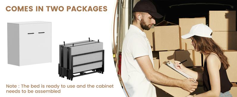 SLSY Murphy Bed with Mattress, Folded Cabinet Bed, Guest Bed Roll Away Bed Fold up Bed for Guest Bedroom, Living Room, Office,75" x 29"