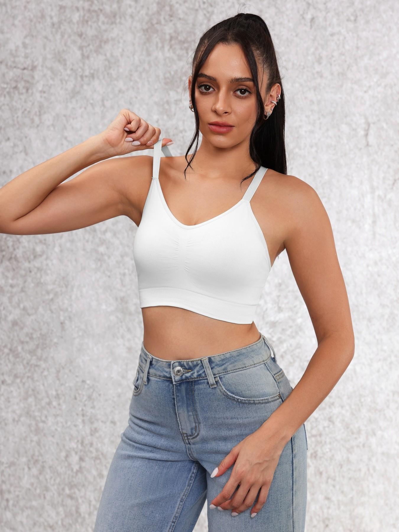 Women's Solid Seamless Sports Bra, Breathable Comfortable Activewear, Yoga Sports Bra, Ideal for Sports and Daily Wear in All Seasons