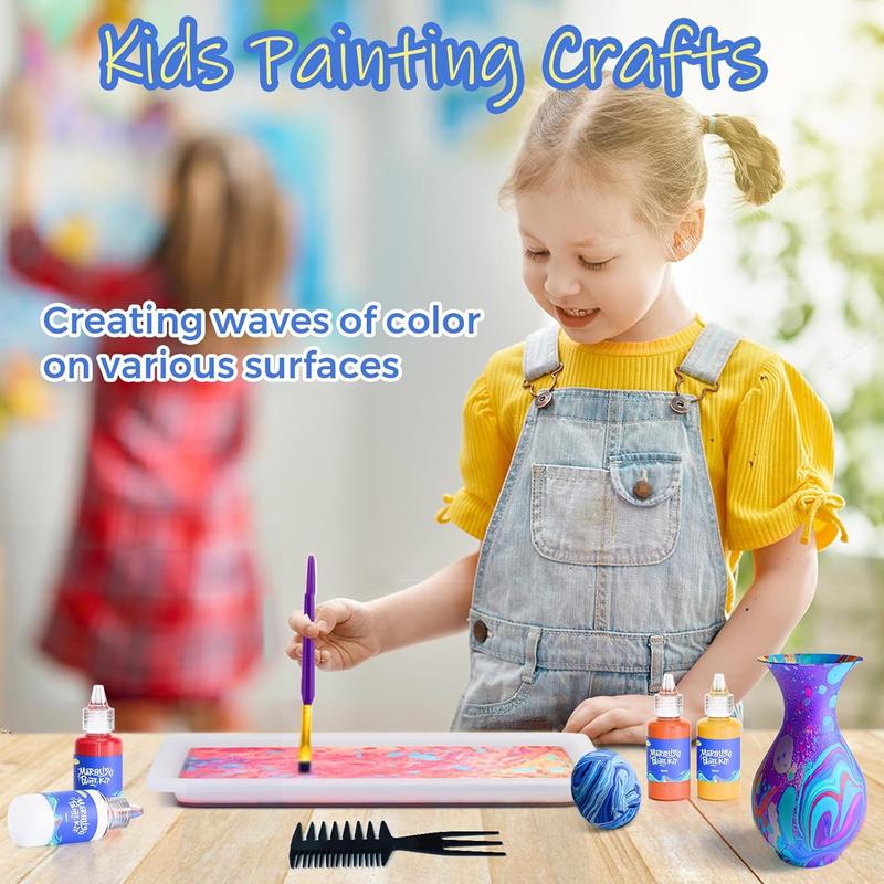 12/8 Colors Water Marbling Paint Kit, Arts and Crafts for Girls & Boys, Art Supplies for Kids Ages 3-5 4-8 8-12, Marbling Paint for DIY Crafts, Thanksgiving, Christmas and Birthday Gifts