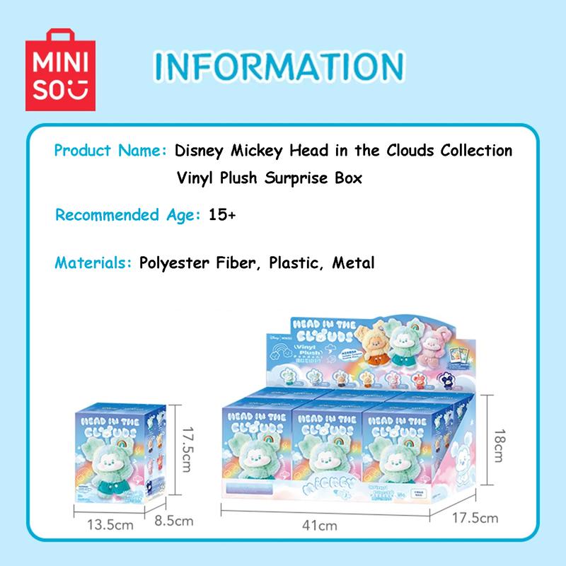 Disney Mickey Head in the Clouds Collection Vinyl Plush Blind Box, Surprise Collectible Toy, Cute Cartoon Figure Gift for Kids Fans