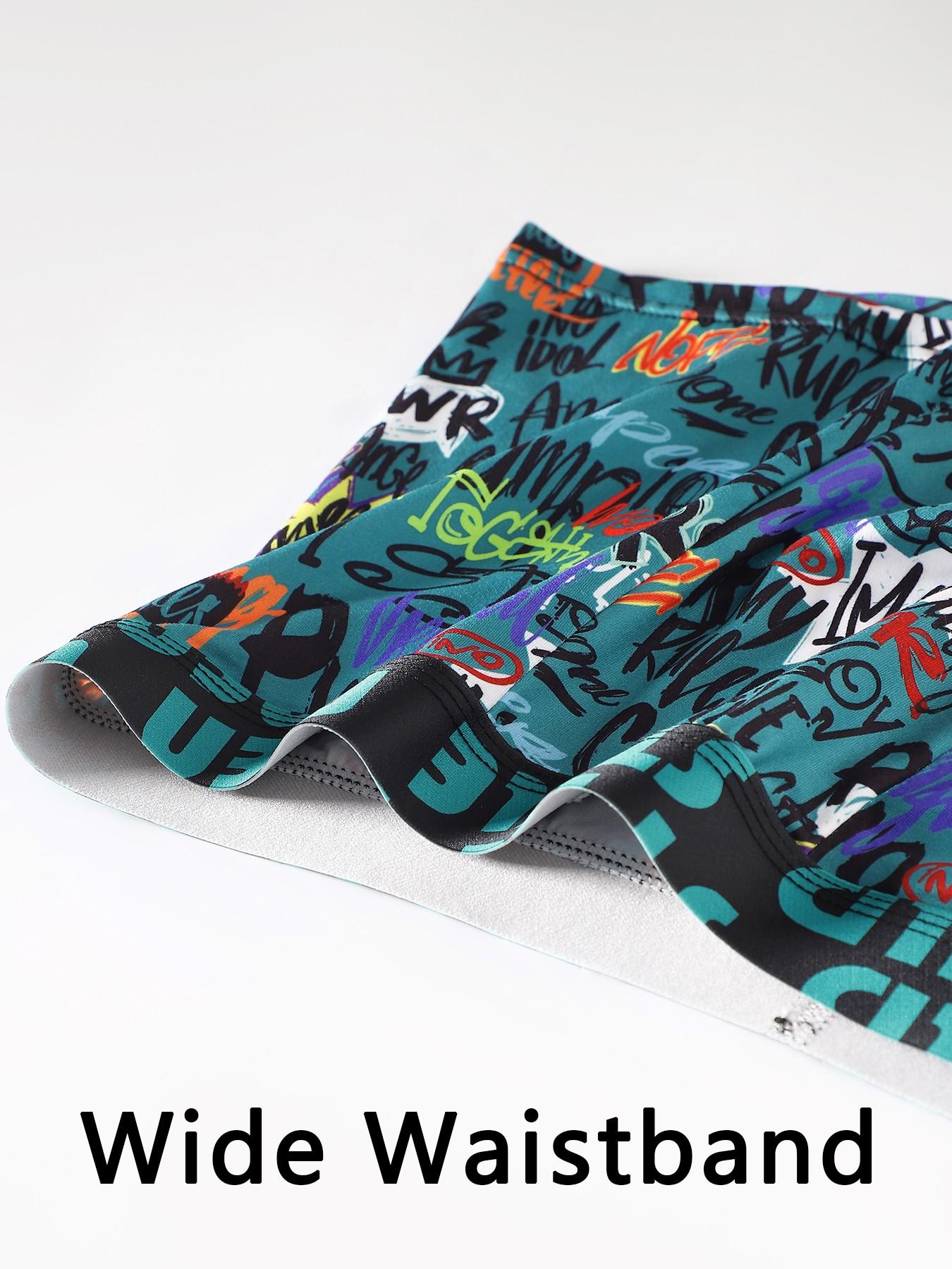 3-pack men's boxer briefs, trendy graffiti prints, soft and breathable, street-style underwear