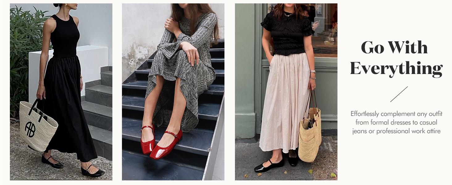 Coutgo Women's Mary Jane Flats Closed Square Toe Ballet Flat Dressy Comfortable Slip on Shoes Coutgo Women's Mary Jane Flats Closed Square Toe Ballet Flat Dressy Comfortable Slip on Shoes