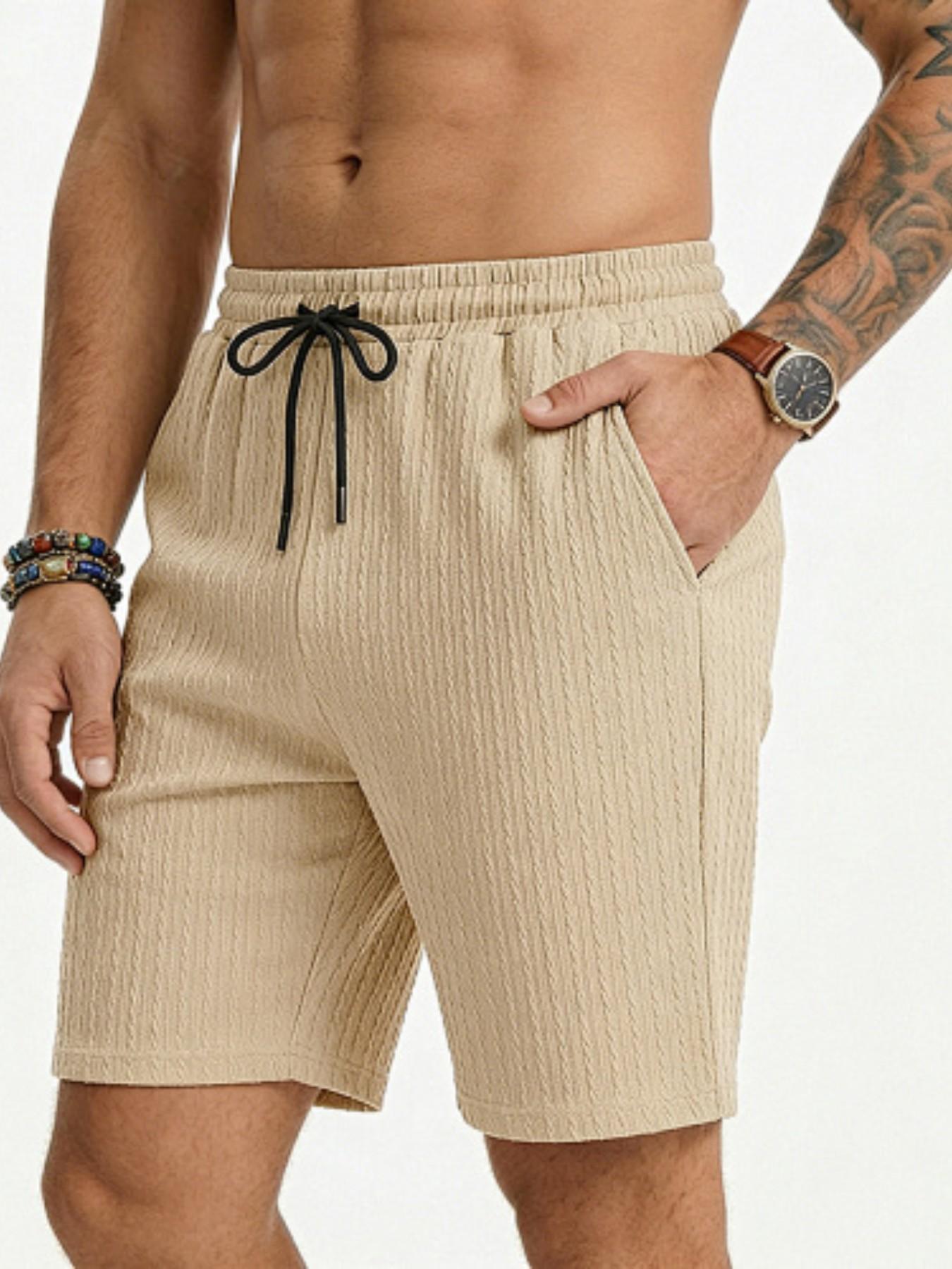 Men's Summer Three-Dimensional Texture Loose Five-Panel Shorts! Elastic drawstring waistband for non-restrictive fit, breathable and quick-drying, ideal for home, vacation, and daily wear