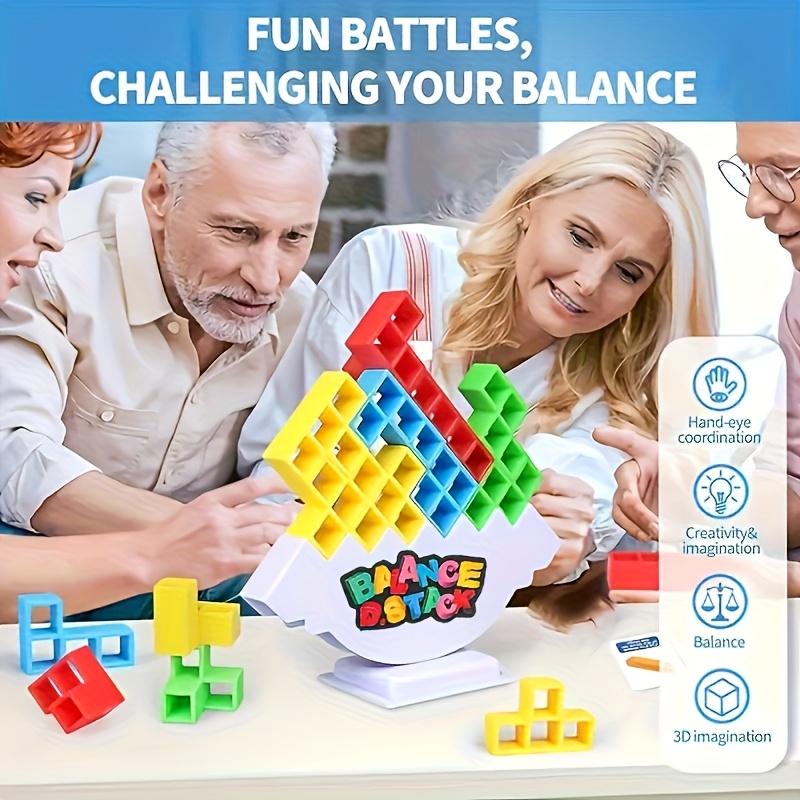 Balance Tower Stacking Game, Family Game: Fun Interactive Tabletop Toy Suitable for Children and Adults, Includes 16/48 Blocks, 22 Cards, 1 Support Plate, 1 Base, 1 Penalty Plate, Fun Party Prop, Great Gift for Halloween, Christmas, Birthdays