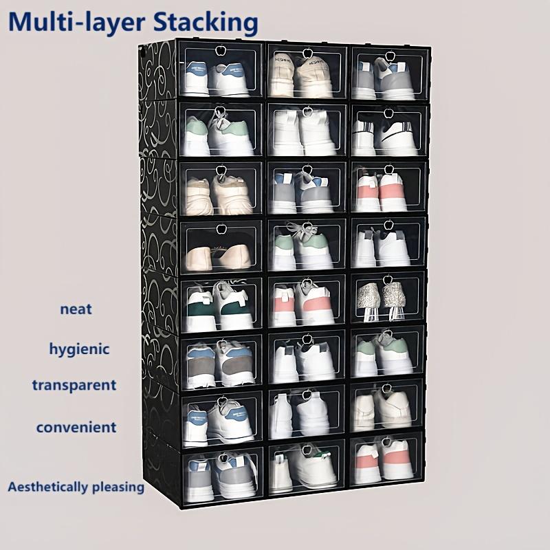 15PCS Large Transparent Shoe Box Shoe Storage Box Stackable Shoe Organizer Space-saving Foldable Shoes for Closets Sneaker Container Storage Box Find Shoe Storage Box in One Second Household New Year New Year Shoe Storage Box