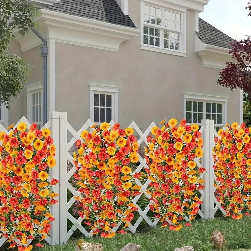 4pcs Artificial Colorful Flowers, UV-Resistant Morning Glory, Eucalyptus Vine, Festival Decor, Graduation Decor, Indoor Outdoor Decor