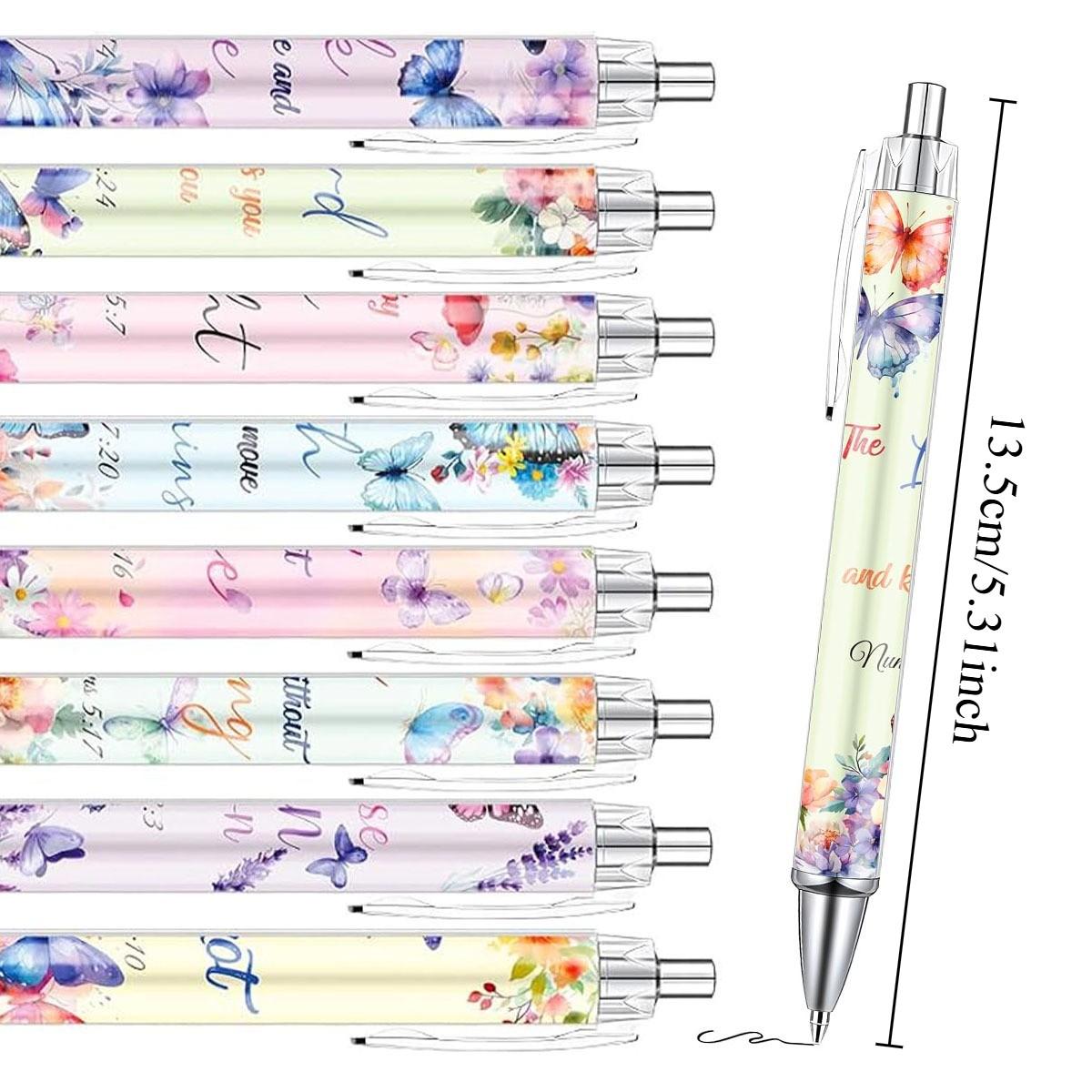 8/16/24 Pcs Christian Butterfly Ballpoint Pens, Bible Verse Inspirational Quotes Pens Set, Religious Flower Butterfly Smooth Writing Gifts for Women, Coworker Teacher, Office School Supplies