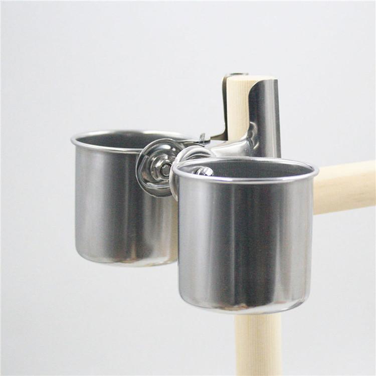 Solid Wood Parrot Stand Perch with Bird Ladder Stand Stainless Steel Feeder and Playground