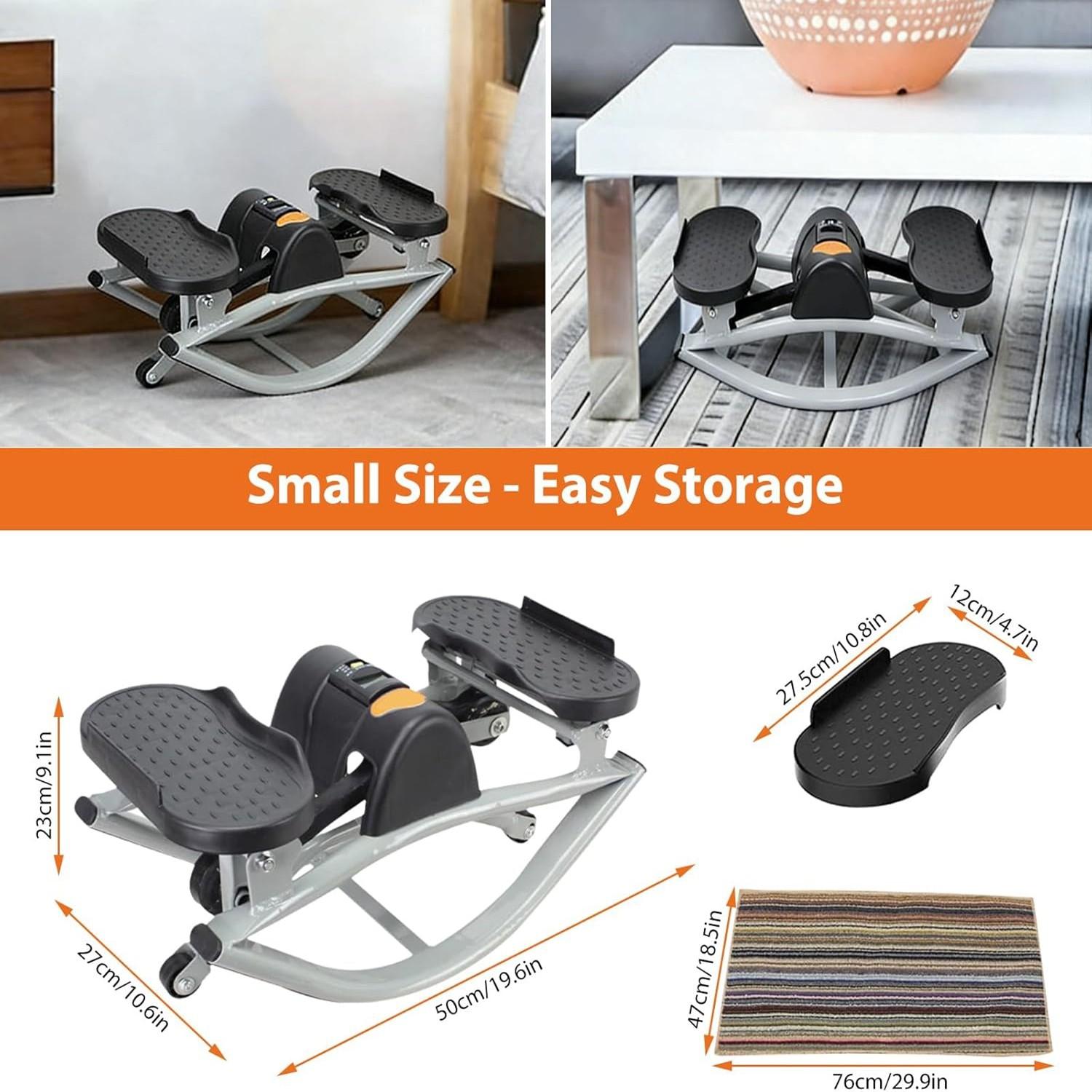 Low Impact Side Swing Fitness Stepper Machine, Knee & Joint Friendly, Home Exercise Equipment, Digital Display, Track Time, Calories, Legs, Glutes, Abs